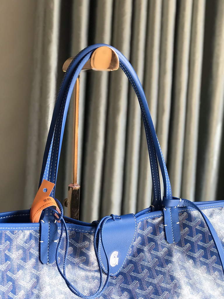 Goyard Anjou GM Tote Bag, GY020661 Leather Blue