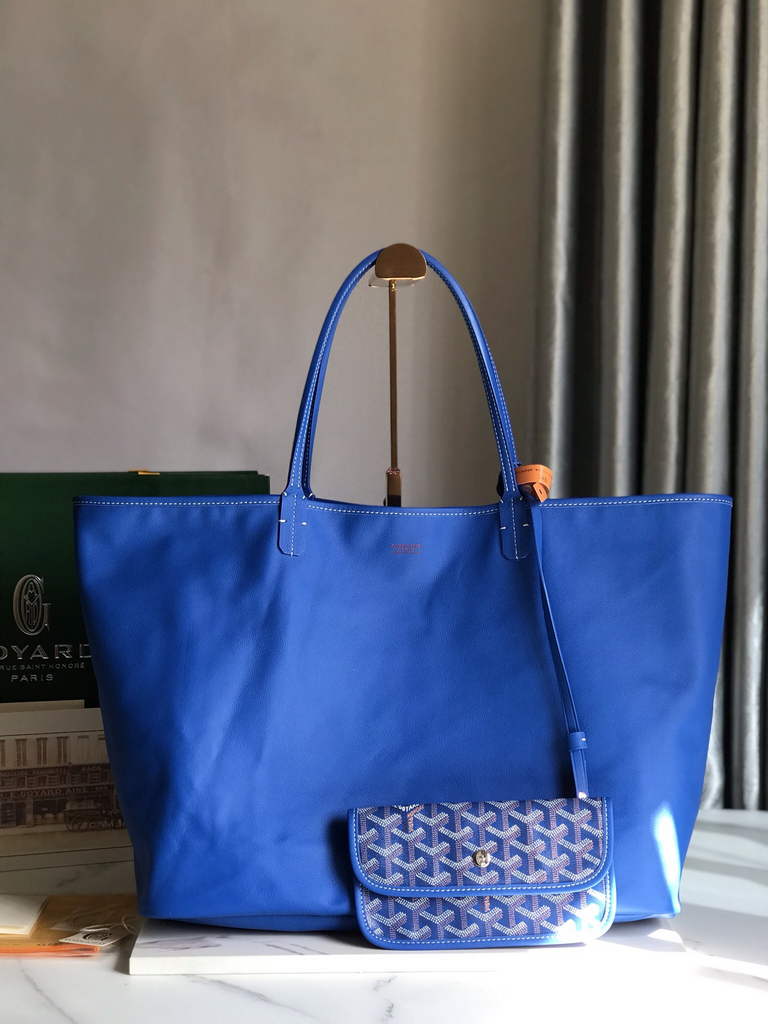 Goyard Anjou GM Tote Bag, GY020661 Leather Blue