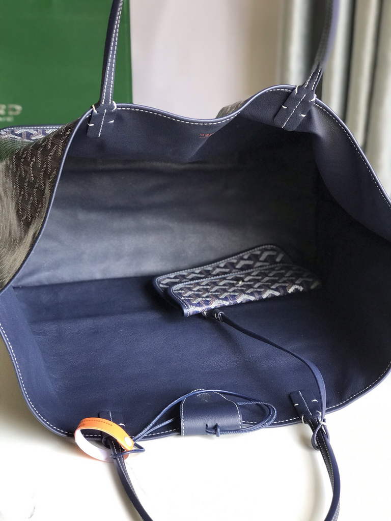 Goyard Anjou GM Tote Bag, GY020661 Leather Navy
