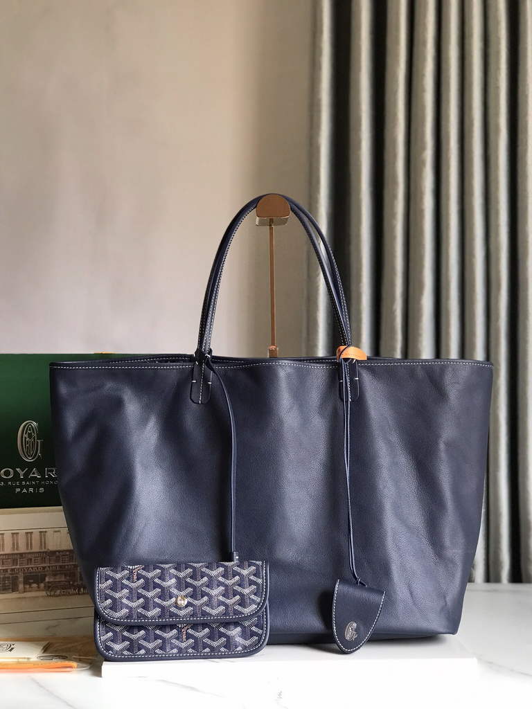Goyard Anjou GM Tote Bag, GY020661 Leather Navy