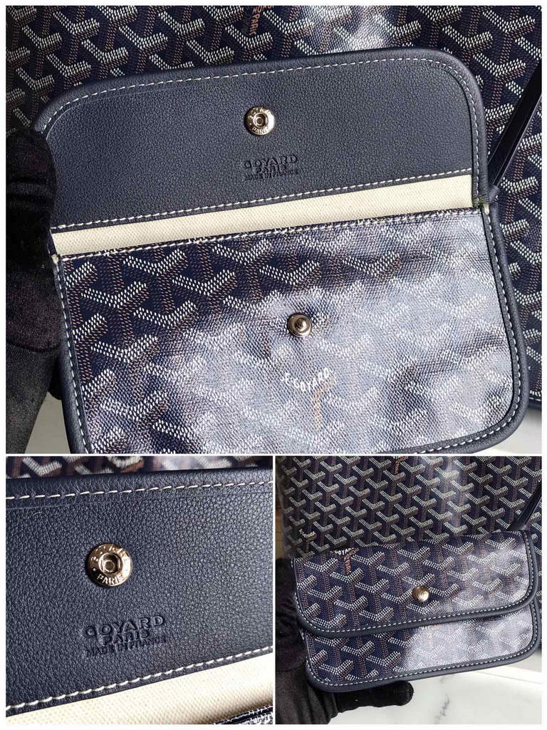 Goyard Anjou GM Tote Bag, GY020661 Leather Navy