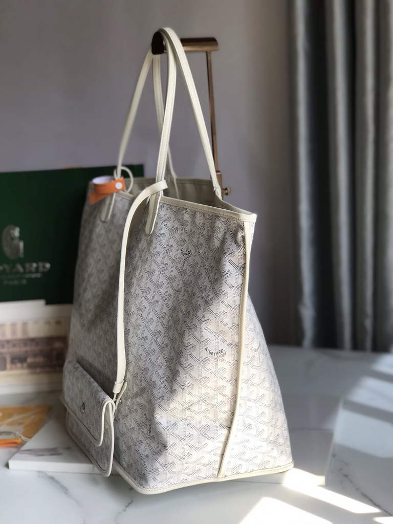 Goyard Anjou GM Tote Bag, GY020661 Leather White