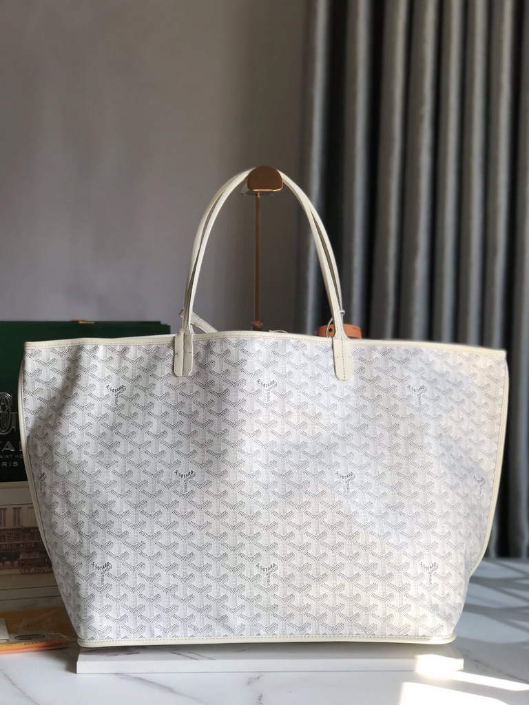 Goyard Anjou GM Tote Bag, GY020661 Leather White