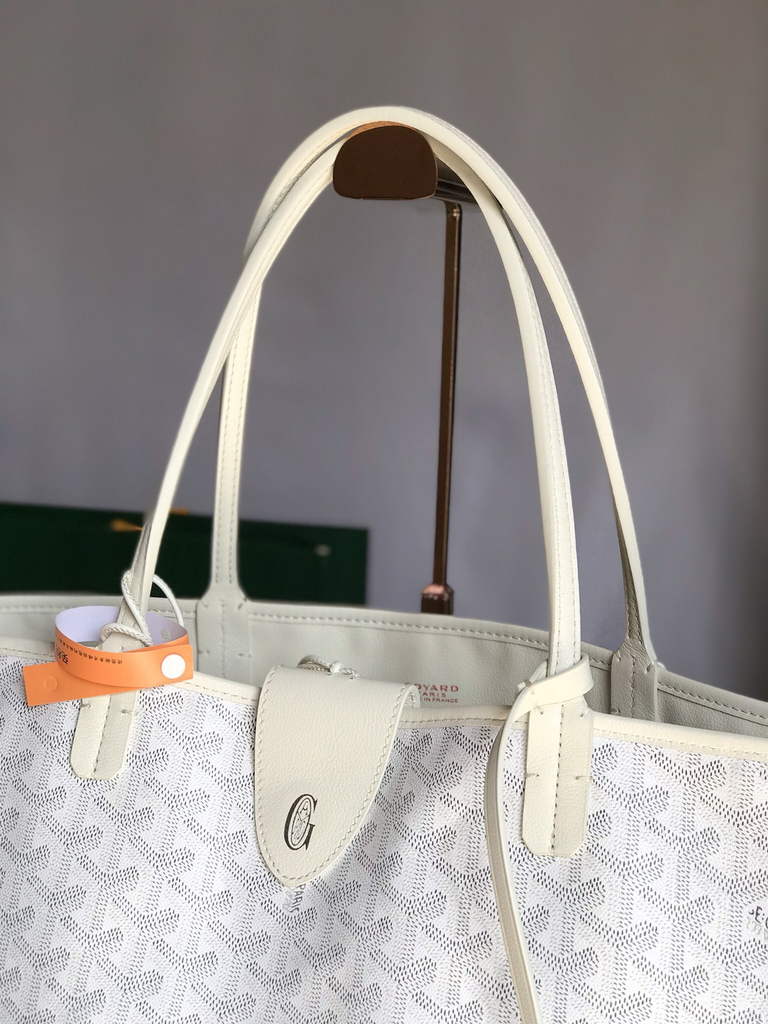 Goyard Anjou GM Tote Bag, GY020661 Leather White