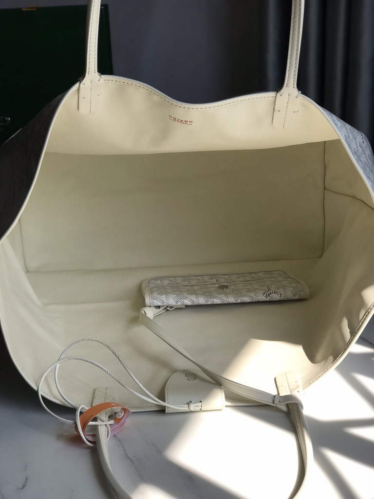 Goyard Anjou GM Tote Bag, GY020661 Leather White