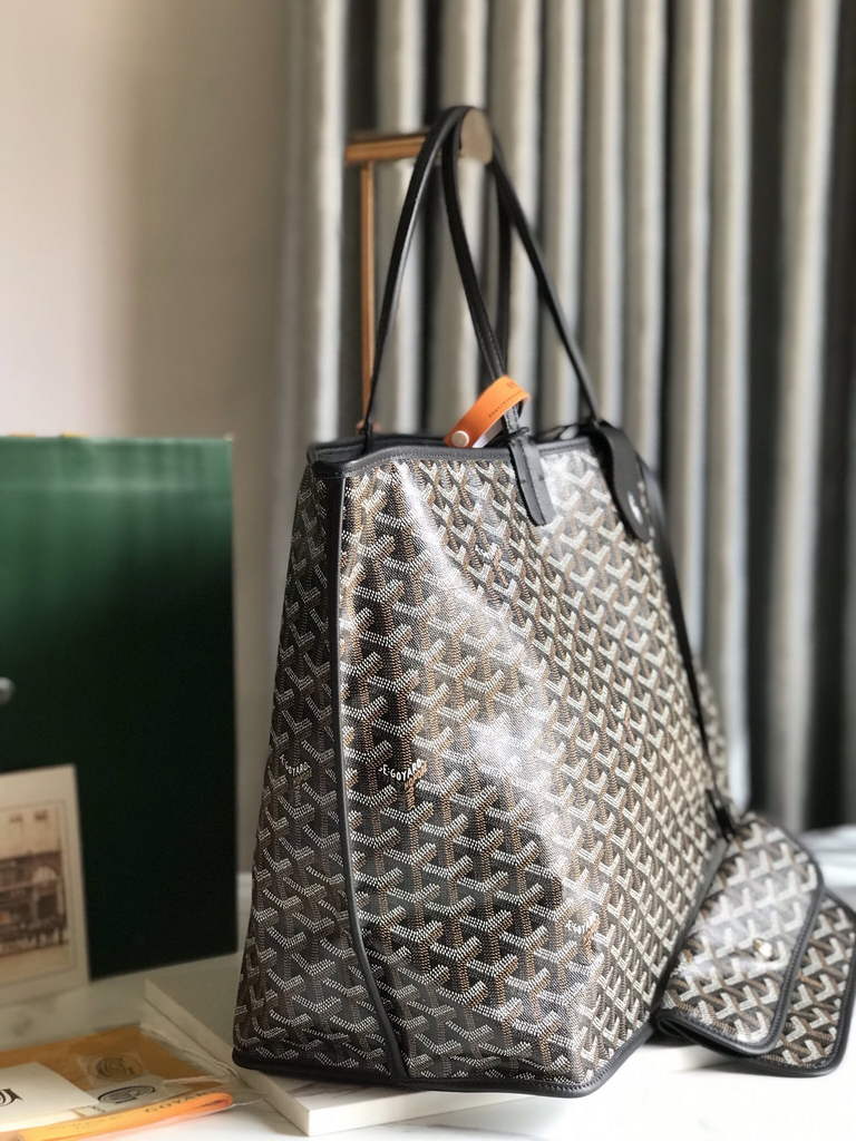 Goyard Anjou GM Tote Bag, GY020661 Leather Black