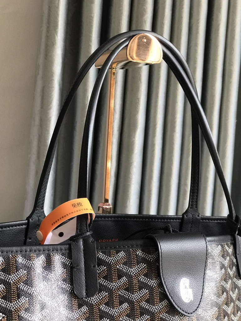 Goyard Anjou GM Tote Bag, GY020661 Leather Black