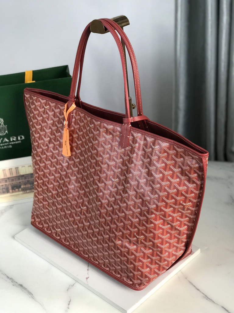 Goyard Anjou GM Tote Bag, GY020661 Leather Red