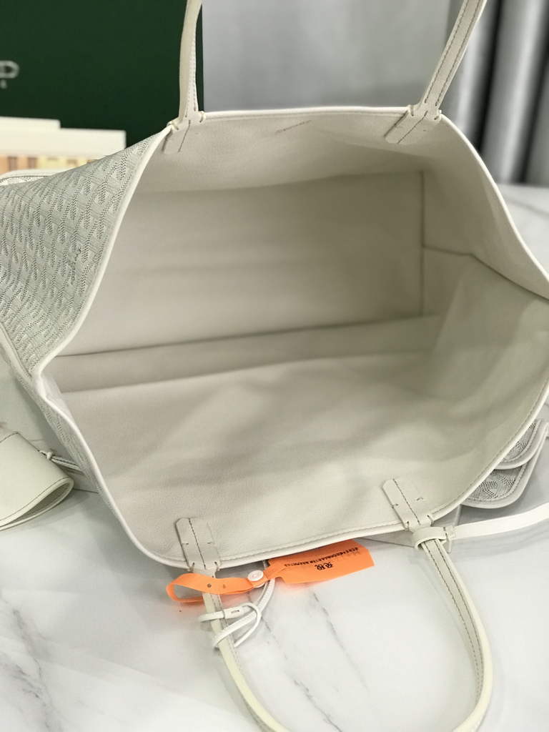 Goyard Anjou PM Tote Bag, GY020662 Leather White