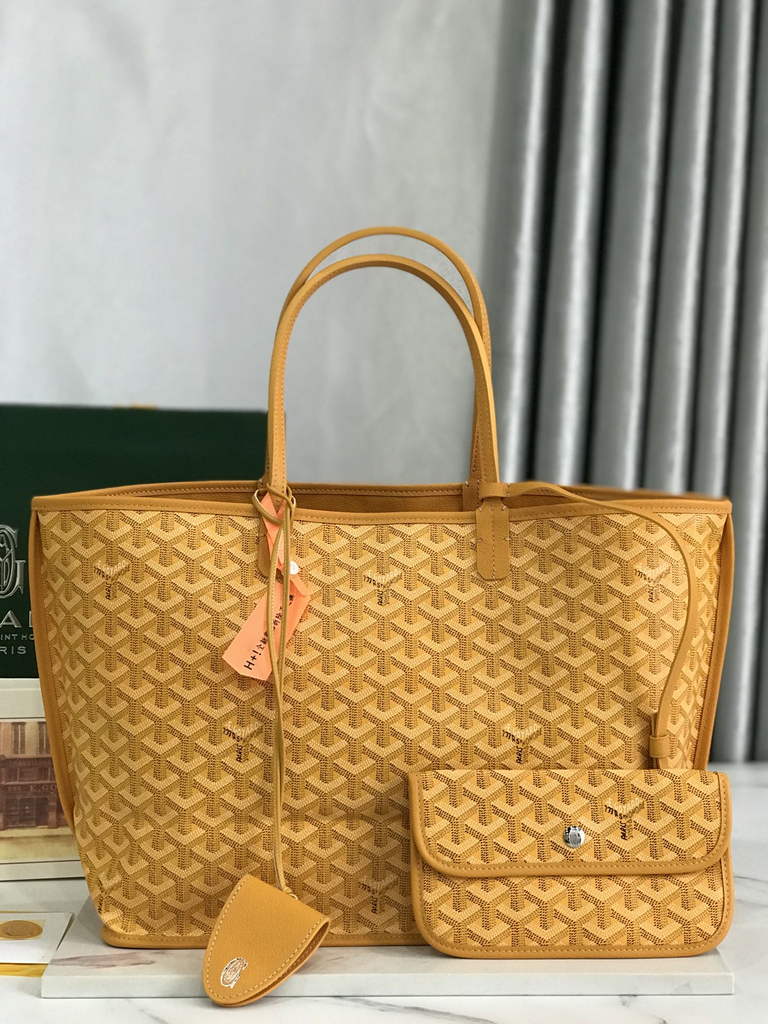 Goyard Anjou PM Tote Bag, GY020662 Leather Yellow