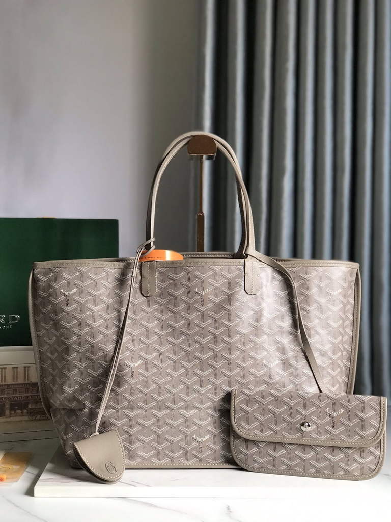 Goyard Anjou PM Tote Bag, GY020662 Leather Light Gray