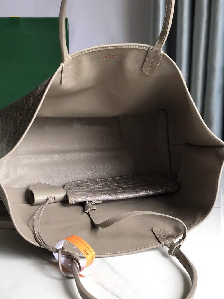 Goyard Anjou PM Tote Bag, GY020662 Leather Light Gray