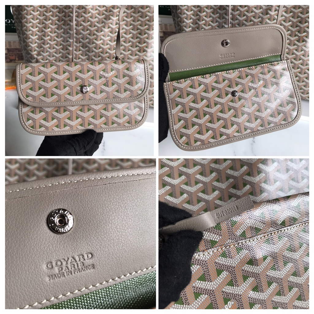 Goyard Anjou PM Tote Bag, GY020662 Leather Light Gray