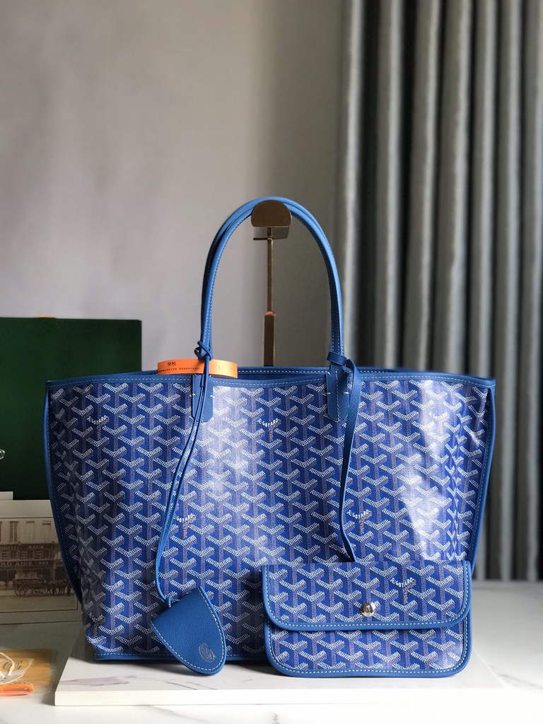 Goyard Anjou PM Tote Bag, GY020662 Leather Blue