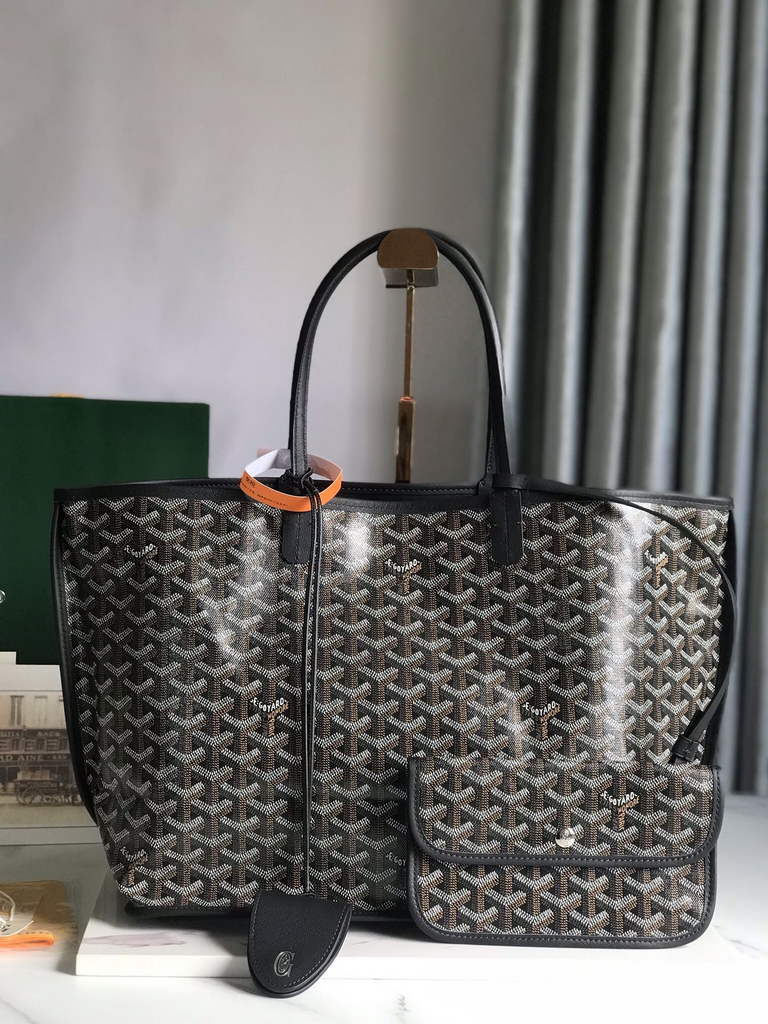 Goyard Anjou PM Tote Bag, GY020662 Leather Black
