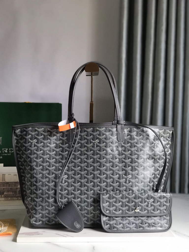 Goyard Anjou PM Tote Bag, GY020662 Leather Gray