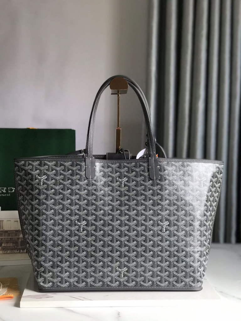 Goyard Anjou PM Tote Bag, GY020662 Leather Gray