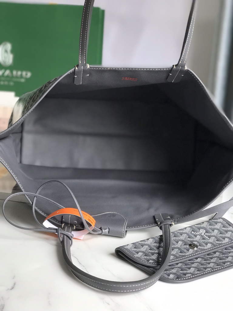 Goyard Anjou PM Tote Bag, GY020662 Leather Gray