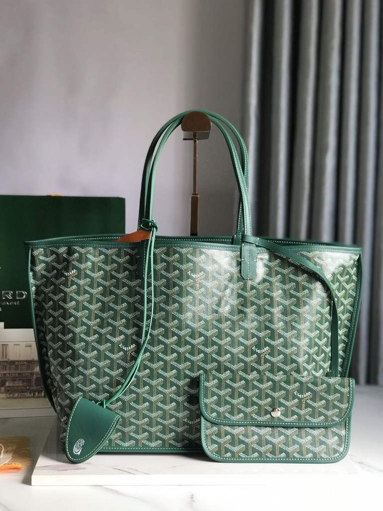 Goyard Anjou PM Tote Bag, GY020662 Leather Green