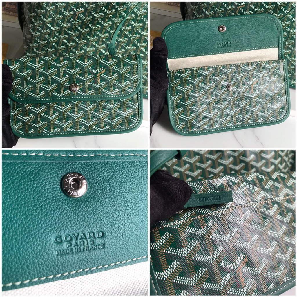 Goyard Anjou PM Tote Bag, GY020662 Leather Green