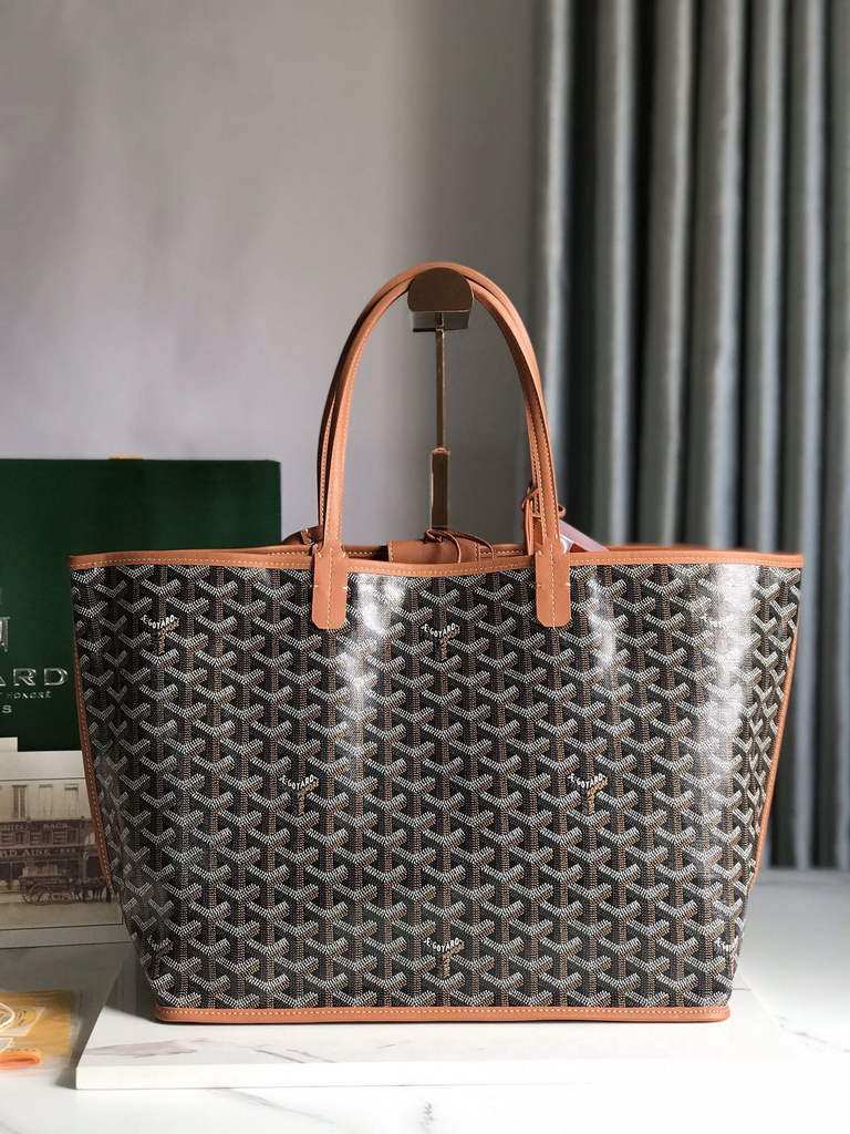 Goyard Anjou PM Tote Bag, GY020662 Leather Brown