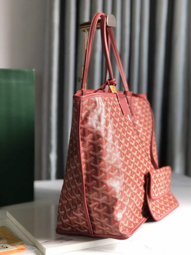 Goyard Anjou PM Tote Bag, GY020662 Leather Red