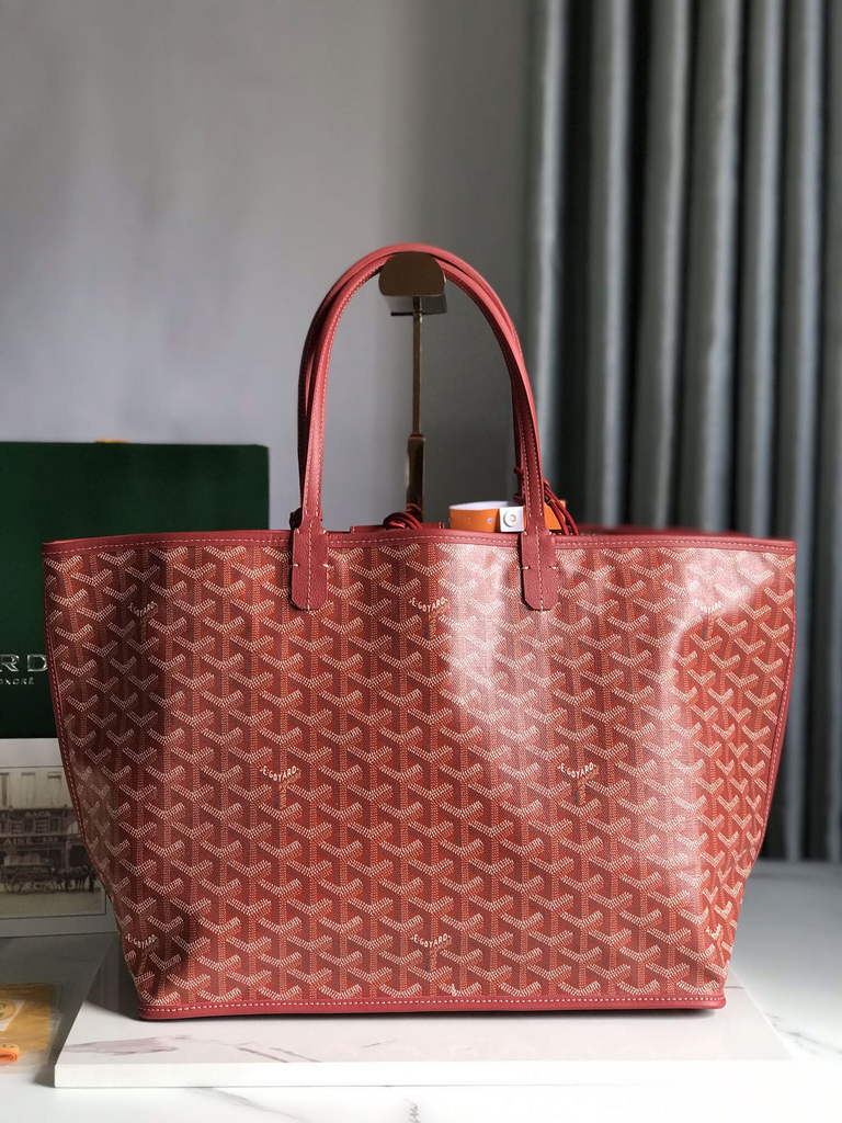 Goyard Anjou PM Tote Bag, GY020662 Leather Red