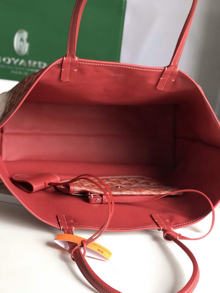 Goyard Anjou PM Tote Bag, GY020662 Leather Red