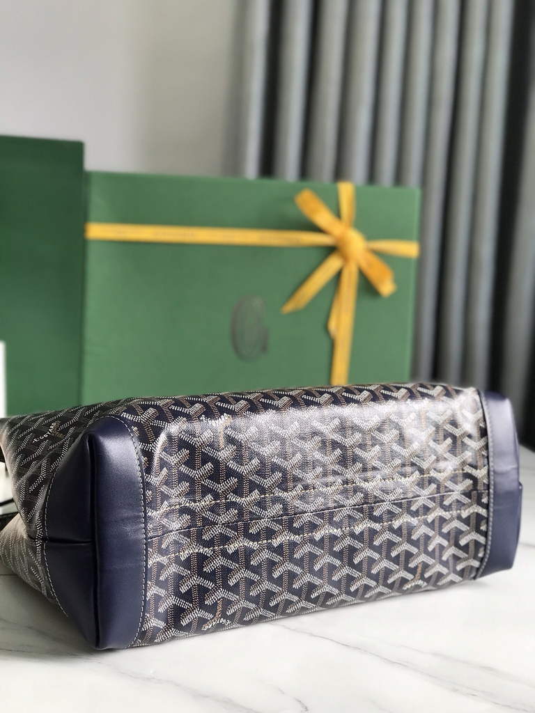 Goyard Bellechasse Biaude PM Tote Bag, GY020161 Navy Canvas