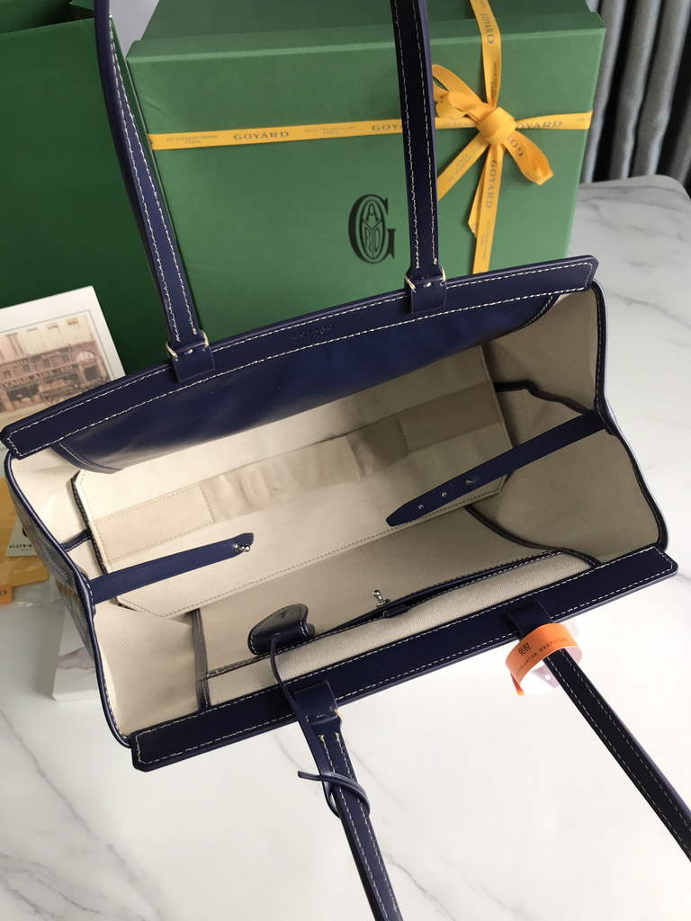 Goyard Bellechasse Biaude PM Tote Bag, GY020161 Navy Canvas