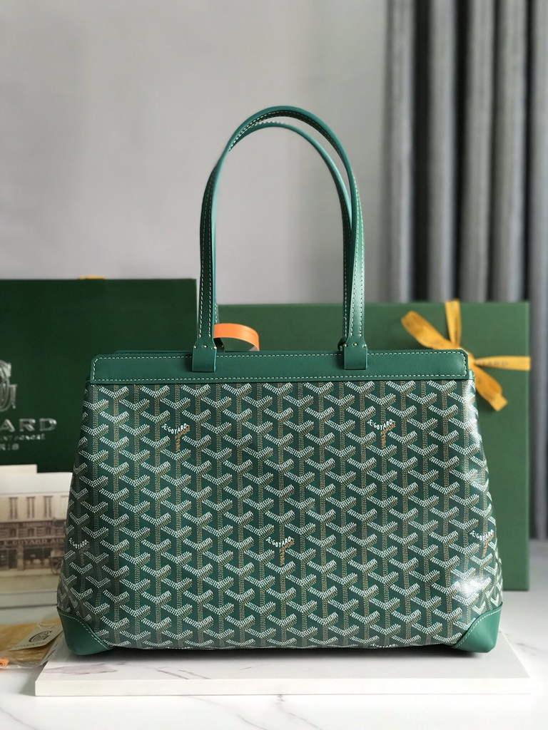 Goyard Bellechasse Biaude PM Tote Bag, GY020161 Green Canvas