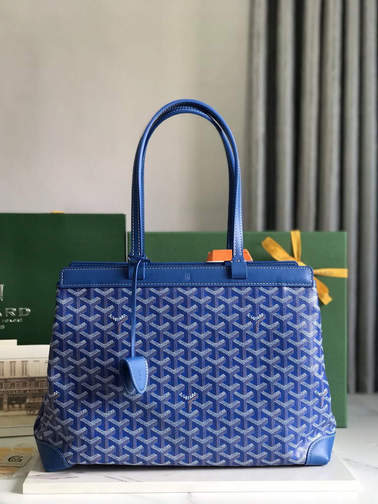 Goyard Bellechasse Biaude PM Tote Bag, GY020161 Blue Canvas