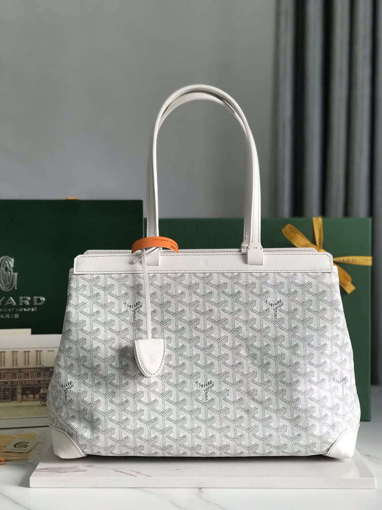 Goyard Bellechasse Biaude PM Tote Bag, GY020161 White Canvas