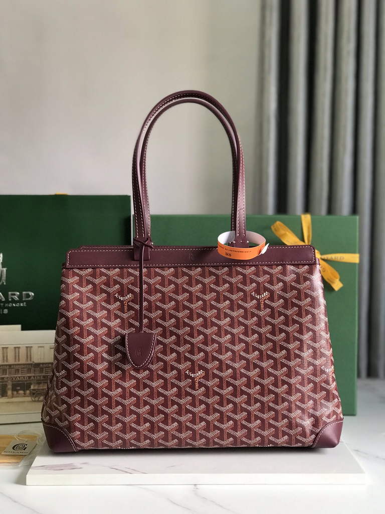 Goyard Bellechasse Biaude PM Tote Bag, GY020161 Wine Red Canvas