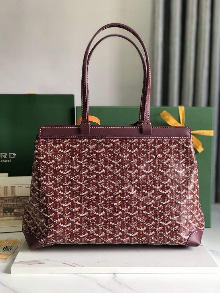 Goyard Bellechasse Biaude PM Tote Bag, GY020161 Wine Red Canvas