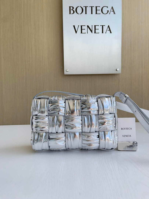 Bottega Veneta Cassette Bag 717089 Calfskin Silver
