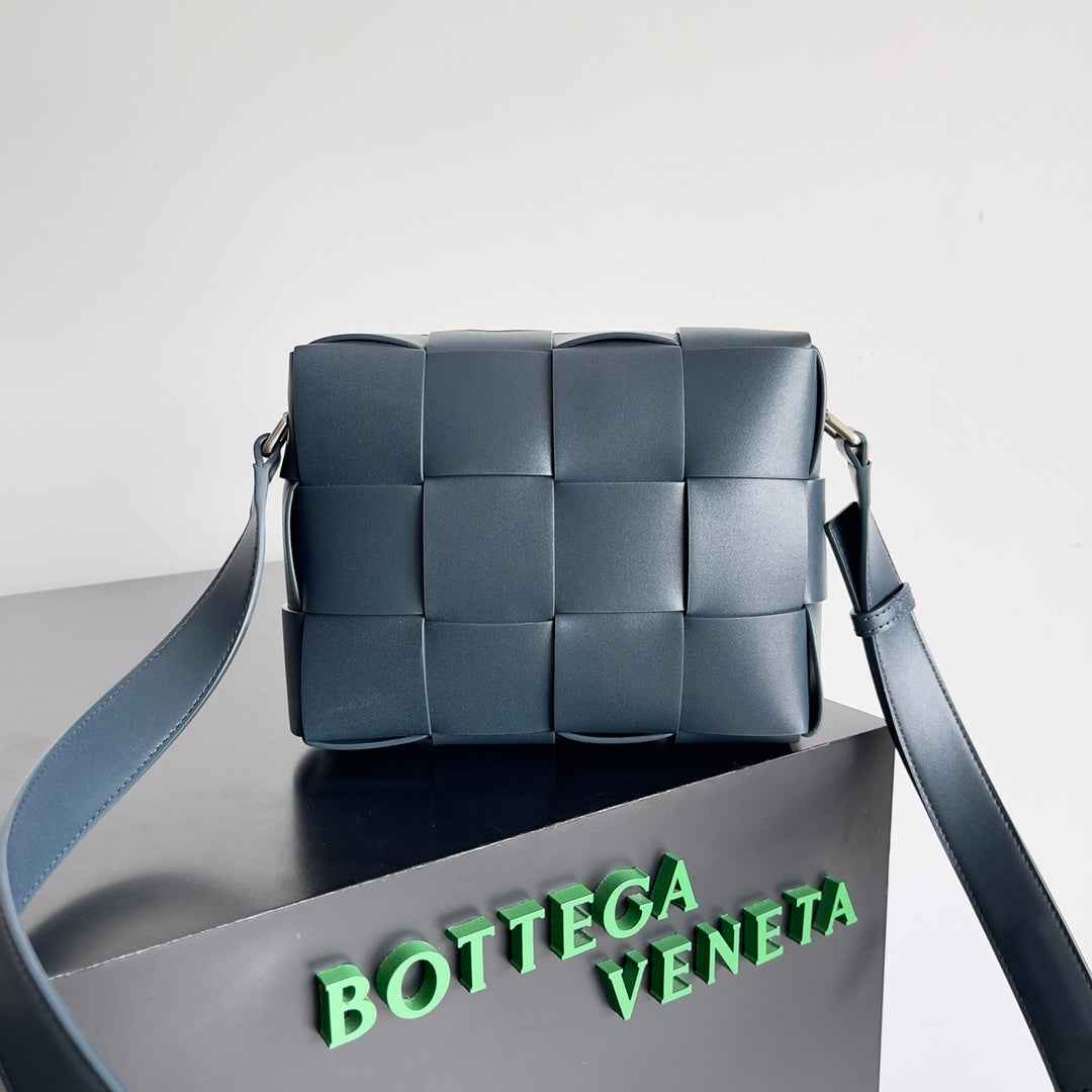 Bottega Veneta Cassette Camera Bag 730027 Calfskin Navy Blue