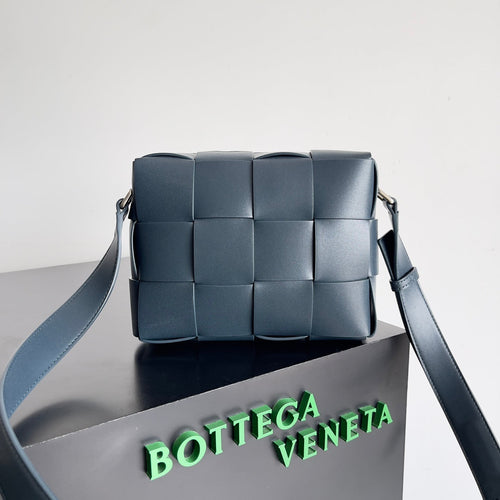 Bottega Veneta Cassette Camera Bag 730027 Calfskin Navy Blue