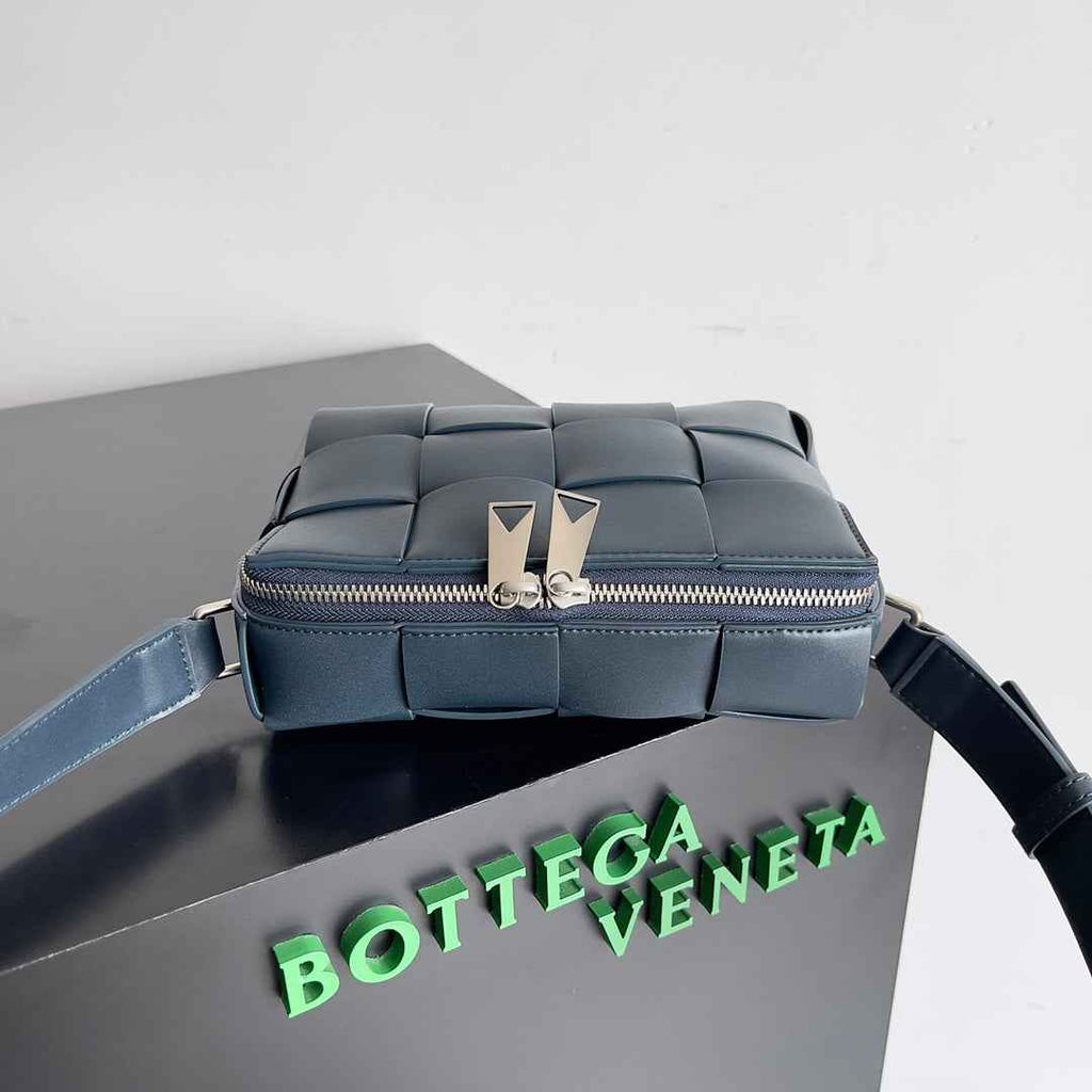 Bottega Veneta Cassette Camera Bag 730027 Calfskin Navy Blue