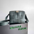 Bottega Veneta Cassette Camera Bag 730027 Dark Green Calfskin