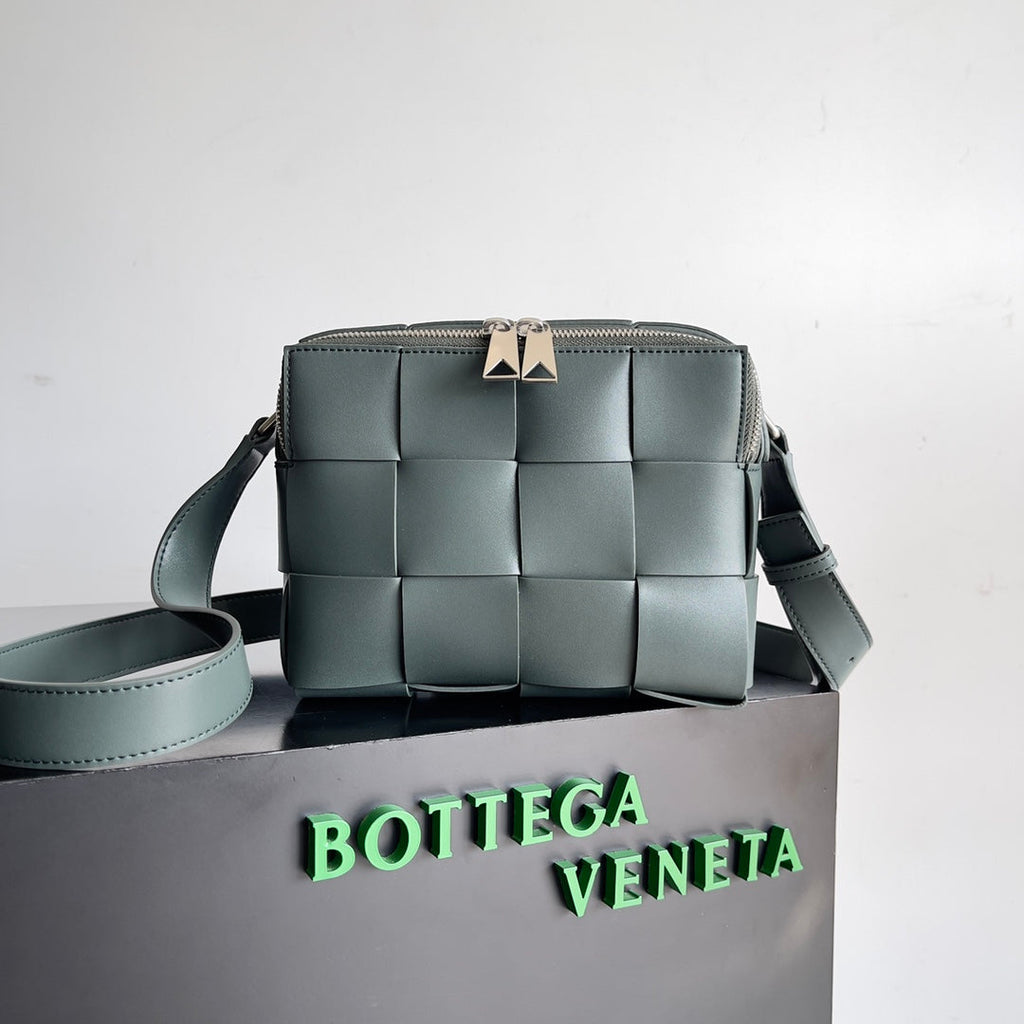 Bottega Veneta Cassette Camera Bag 730027 Dark Green Calfskin