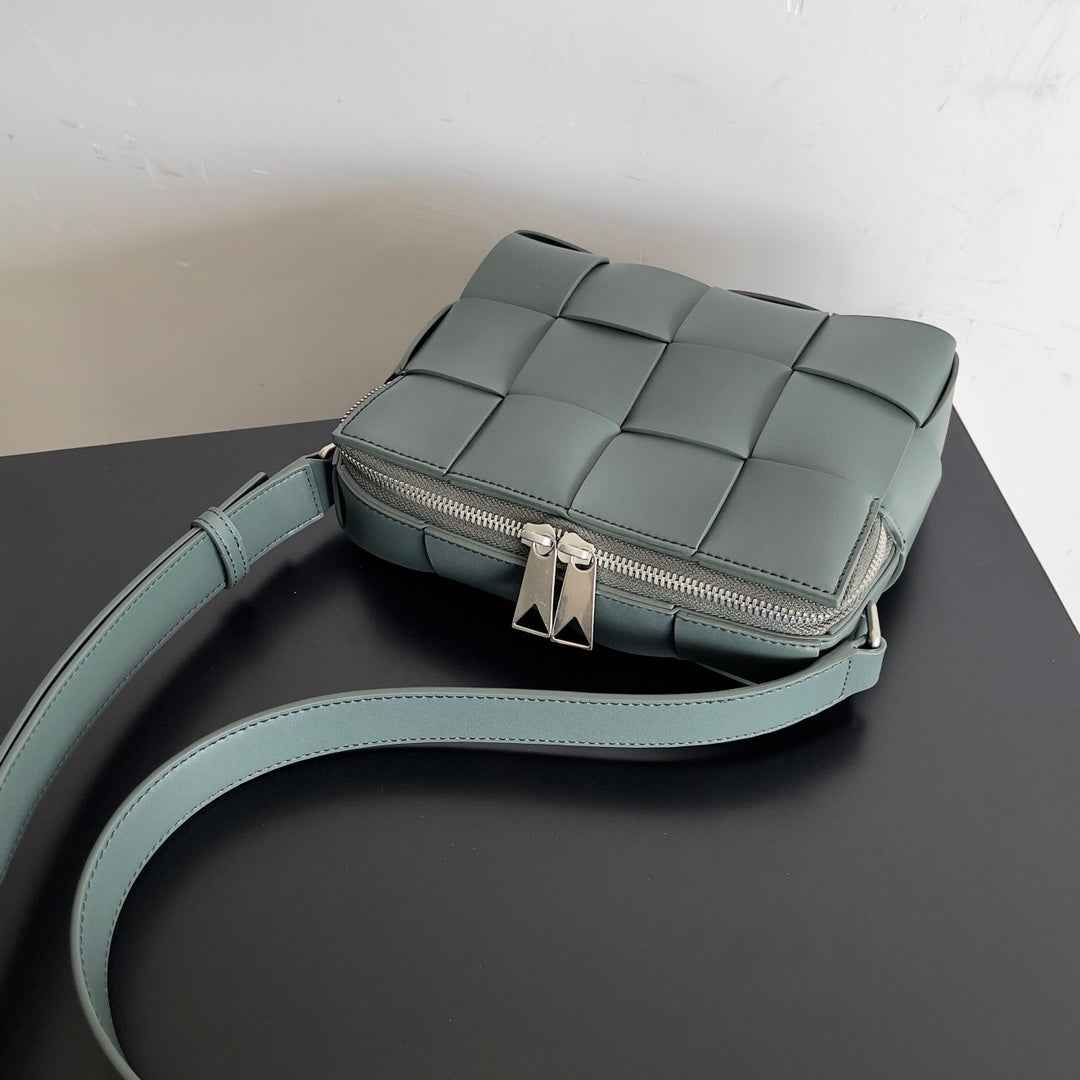 Bottega Veneta Cassette Camera Bag 730027 Dark Green Calfskin