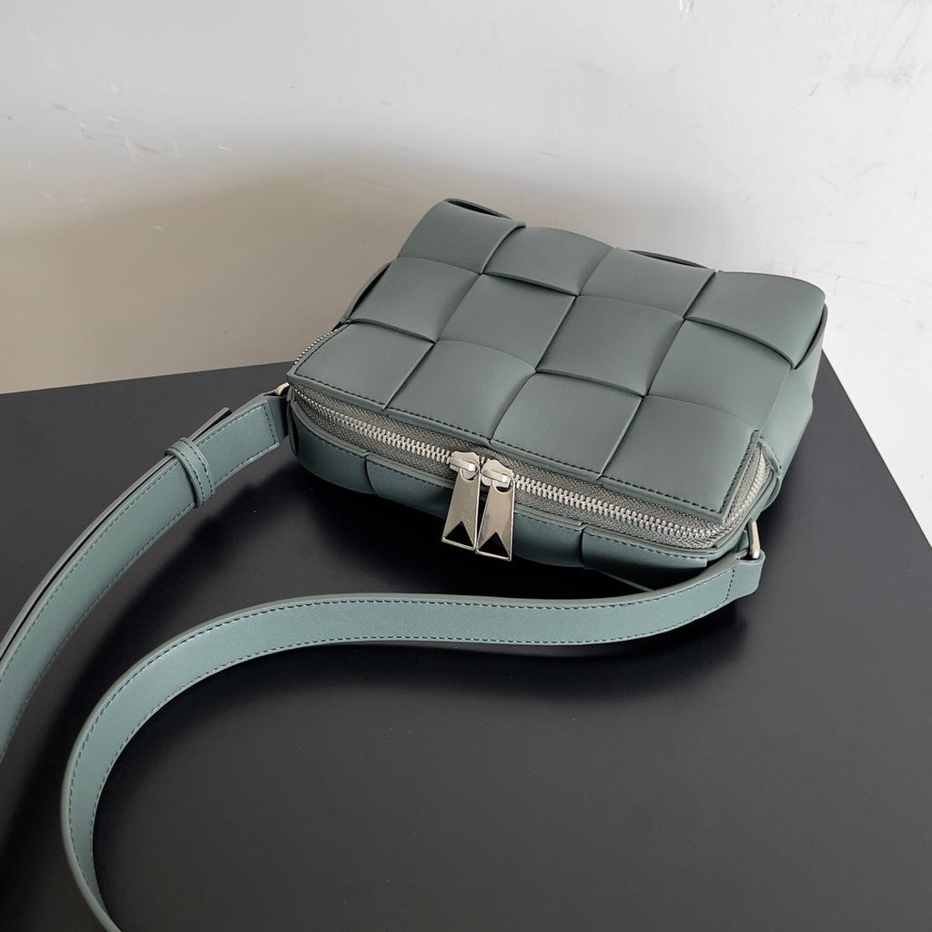 Bottega Veneta Cassette Camera Bag 730027 Dark Green Calfskin
