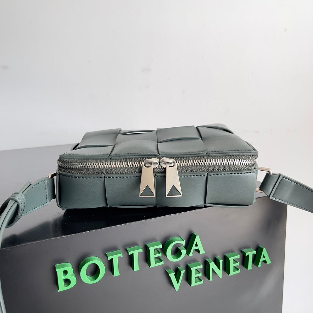 Bottega Veneta Cassette Camera Bag 730027 Dark Green Calfskin