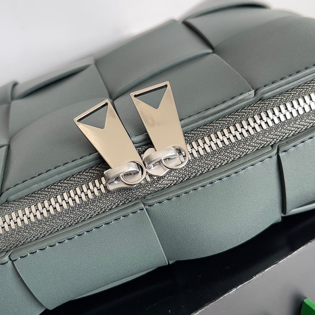 Bottega Veneta Cassette Camera Bag 730027 Dark Green Calfskin