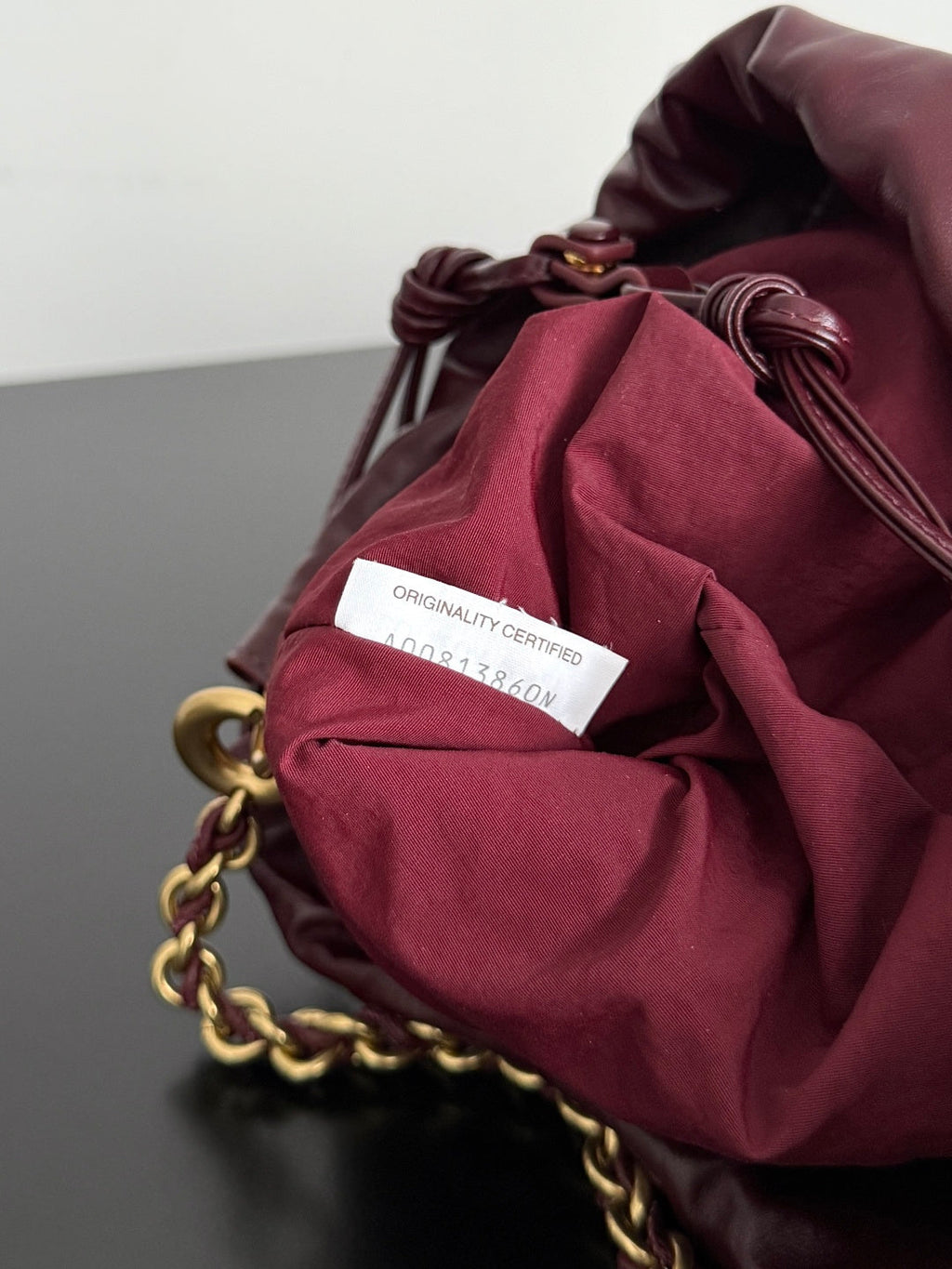 Bottega Veneta Dustbag Notte Leather Pouch -Wine Red 839394 - Default Title - View 8