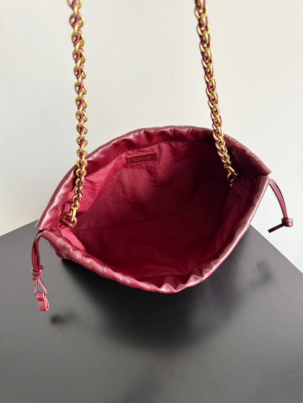 Bottega Veneta Dustbag Notte Leather Pouch -Wine Red 839394 - Default Title - View 9
