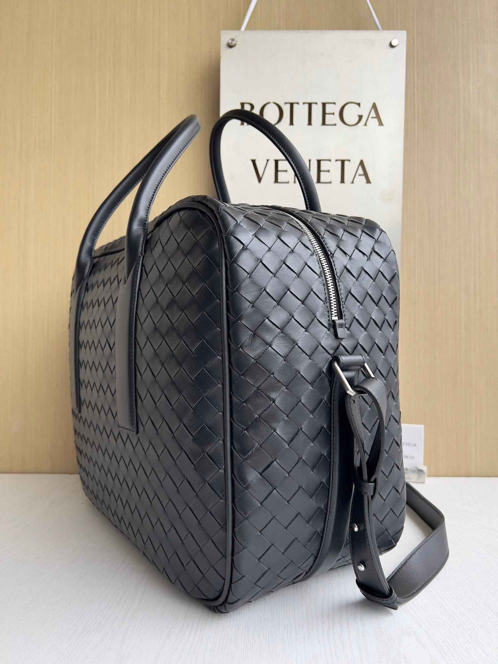 Bottega Veneta Getaway Medium Weekender 766372 Calfskin Black