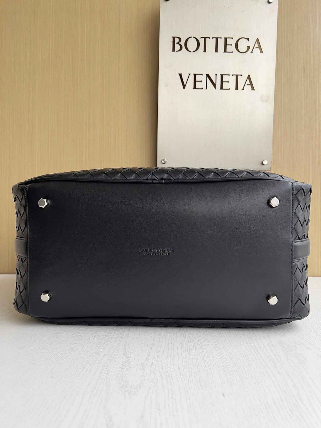Bottega Veneta Getaway Medium Weekender 766372 Calfskin Black