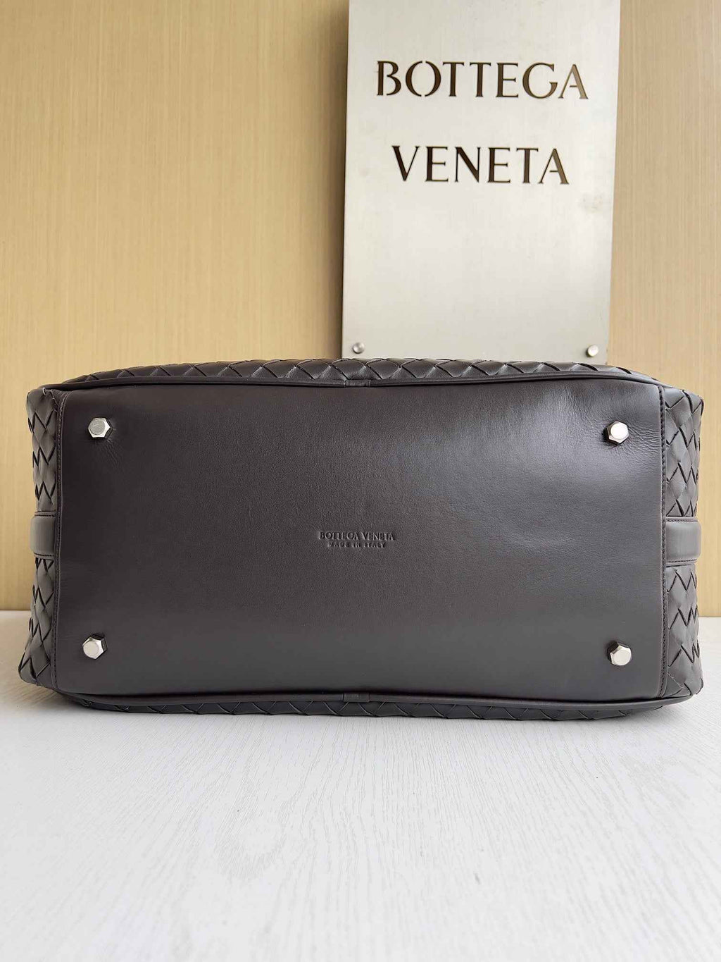 Bottega Veneta Getaway Medium Weekender 766372 Calfskin Brown